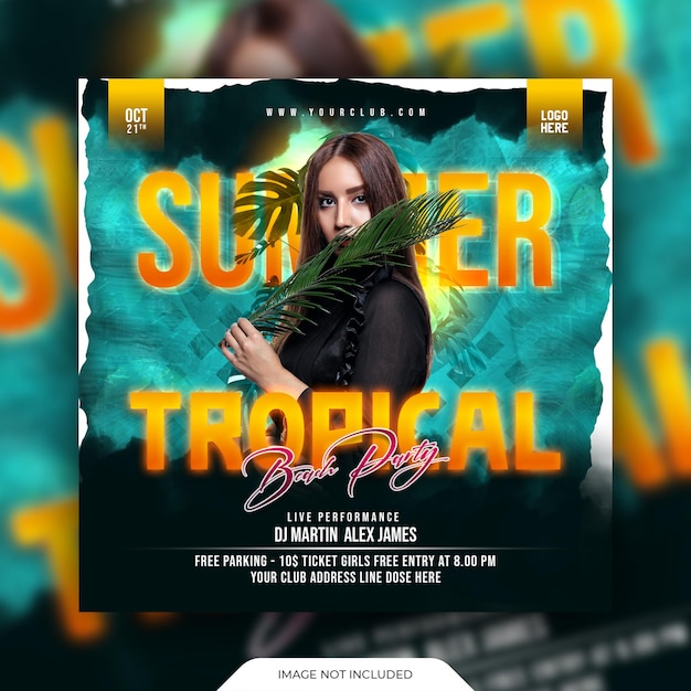Шаблон сообщения в социальных сетях Super Tropical Night Party