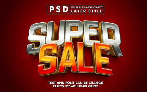 Super verkoop 3D-realistisch teksteffect premium psd