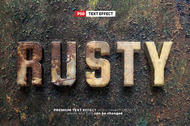 Super wall grunge rusty metal 3d editable text effect