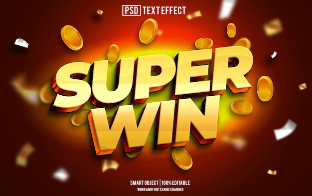 super win text effect font editable typography 3d text