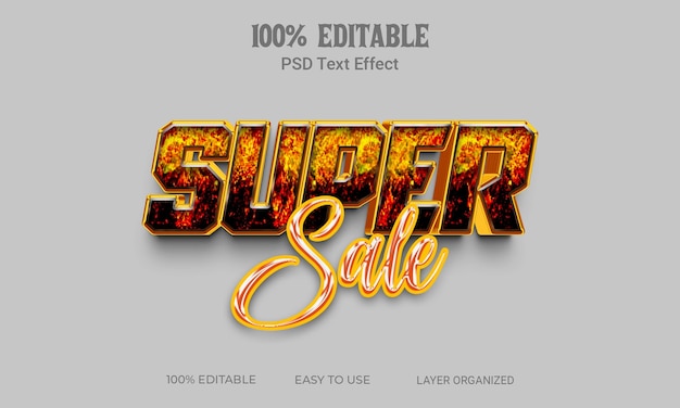 Super Wyprzedaż Efekt Tekstowy 3d Edytowalny Plik Psd W Stylu Tekstu