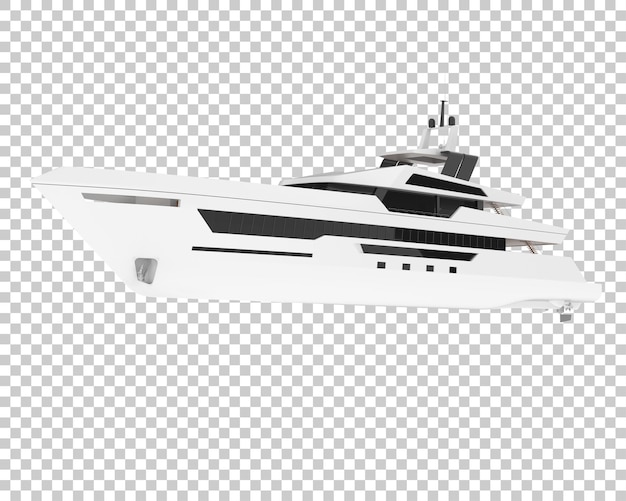 Super yacht su sfondo trasparente 3d rendering illustrazione