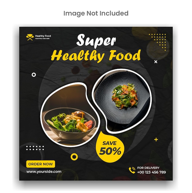 Super Zdrowa żywność Baner Instagram Lub Szablon Postu W Mediach Społecznościowych