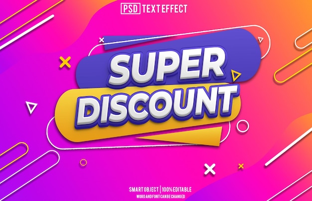 Super zniżka efekt tekstu czcionka edytowalna typografia tekst 3D