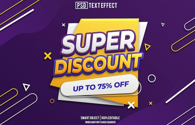 Super zniżka specjalna sprzedaż efekt tekstu czcionka edytowalna typografia tekst 3D