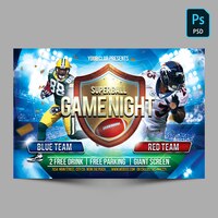 PSD superball game night horizontal flyer template