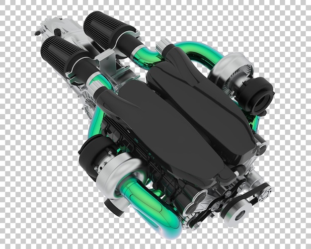 PSD supercar engine on transparent background 3d rendering illustration