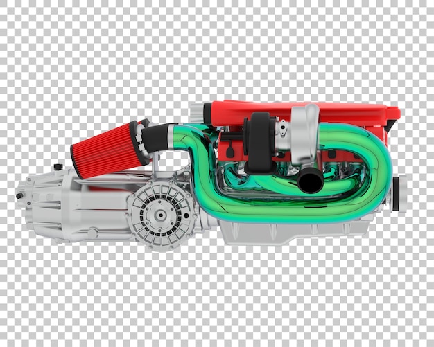 Supercar-motor geïsoleerd op transparante achtergrond 3d-rendering illustratie