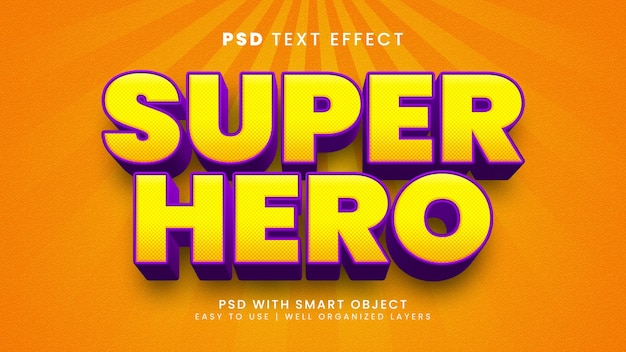 Superheld 3d bewerkbaar teksteffect met kracht en sterke tekststijl