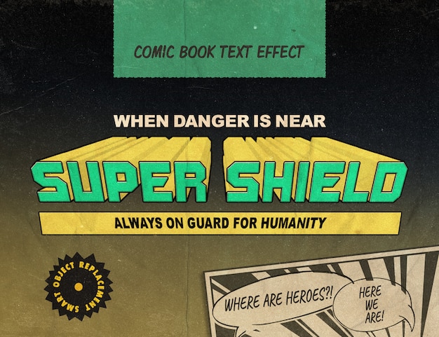 Superhero comics: vintage text style