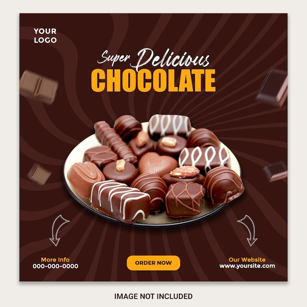 Superlekkere chocolade sociale media en instagram postsjabloon