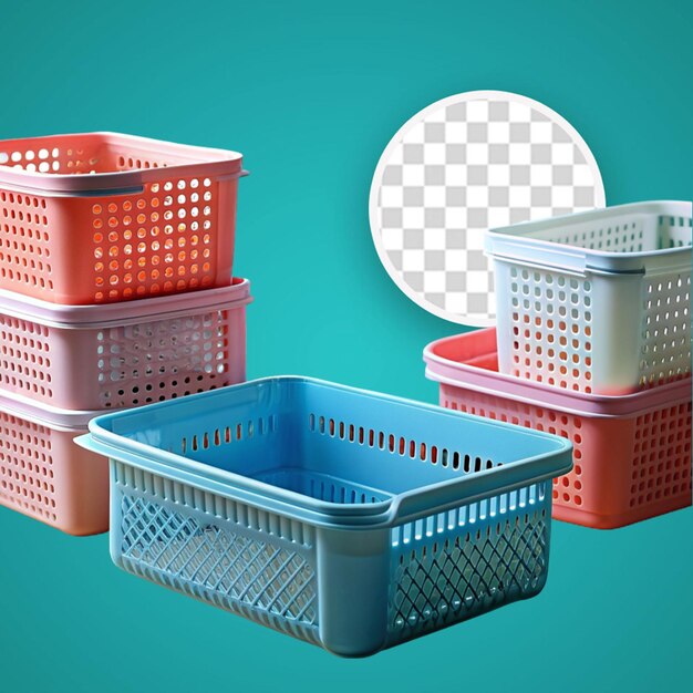 PSD supermarket basket red 3d render realistic on transparent background