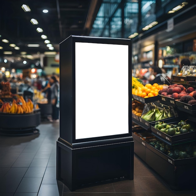 PSD supermarket blank signboard mockup