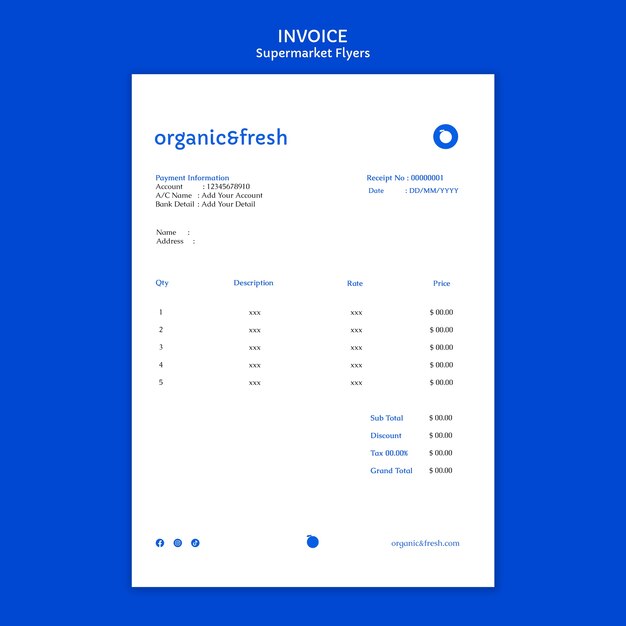 Supermarket business invoice template