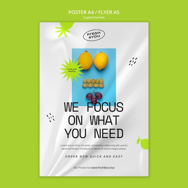 Supermarket business vertical poster template