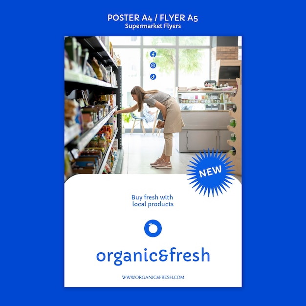 Supermarket business vertical poster template