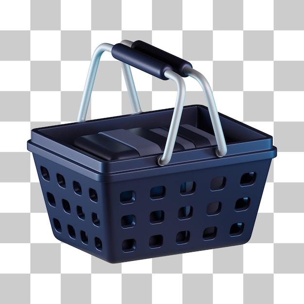 Supermarket groceries basket 3d icon