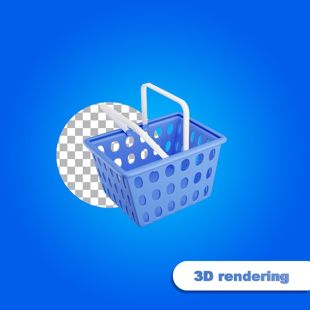 PSD supermarket shopping cart  3d render.