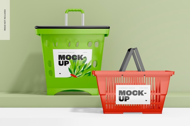 Supermarket Shopping Carts Mockup, Front View