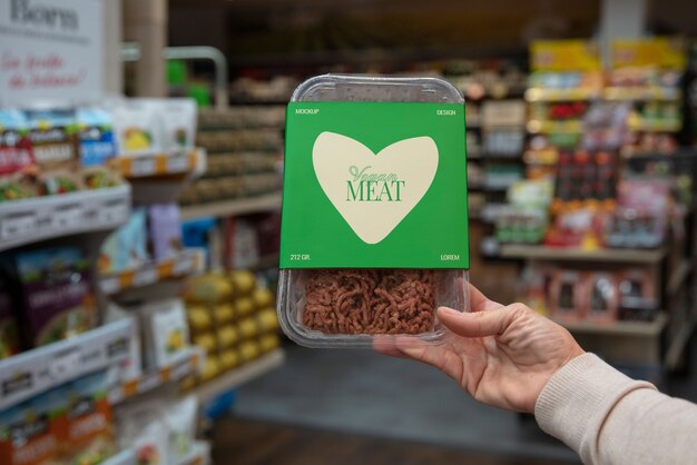 PSD supermarket vegan food packaging mockup