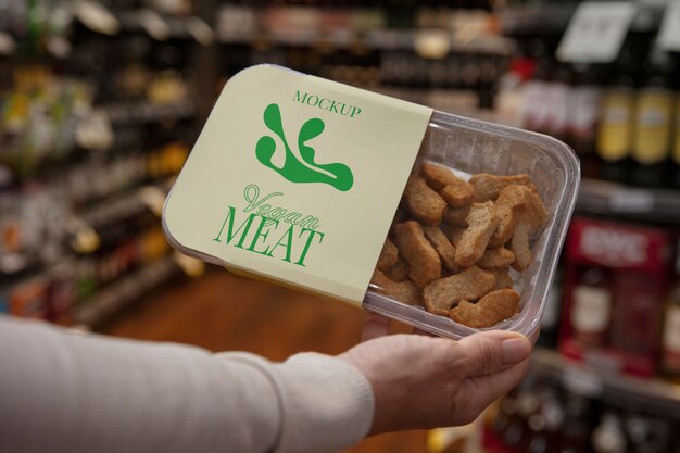 Supermarket vegan food packaging mockup