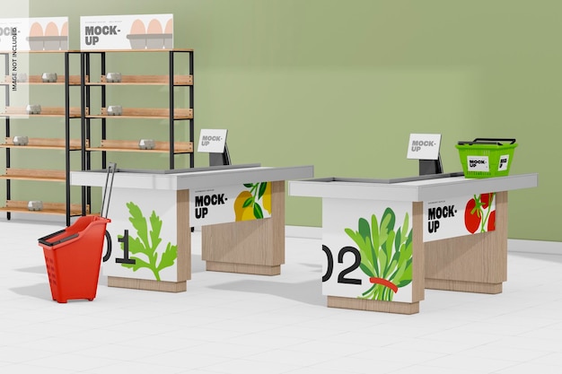 PSD supermarkt interieur scène mockup