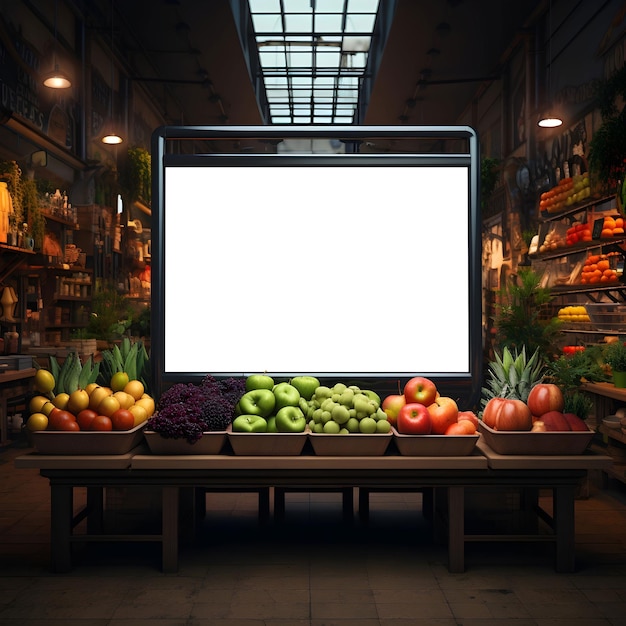 Supermarkt leeg reclamebord frame