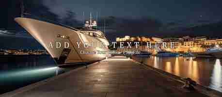 PSD superyacht bow in front at night