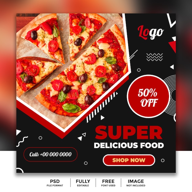 PSD supper sale social media banner template for restaurant