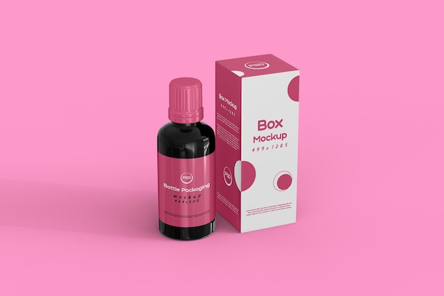 Supplement bottle with box mockup