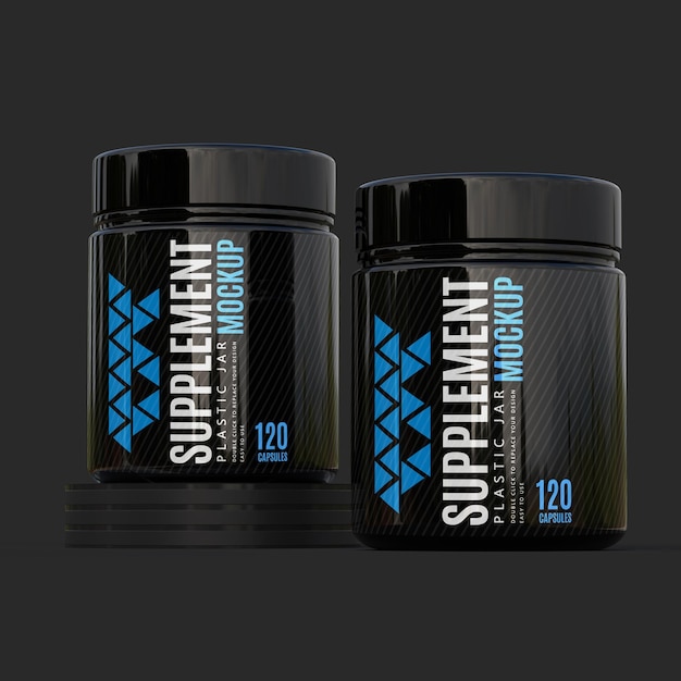 PSD supplement jar label mockup