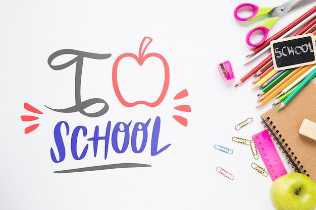 PSD supplies on white background for back to school