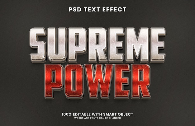 PSD effetto di testo 3d di potere supremo