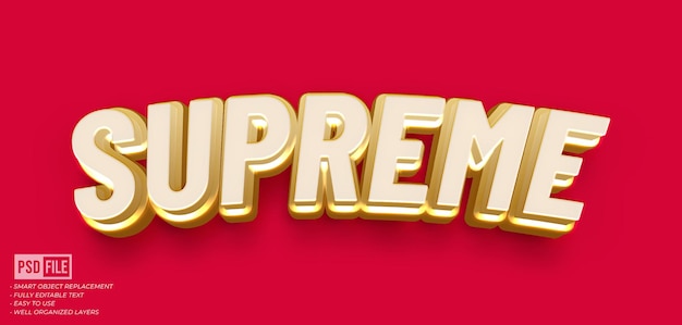 Supreme text effect editable 3D style