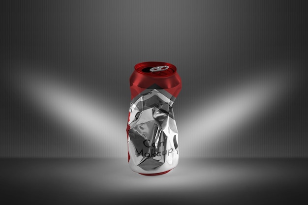 PSD supreme trashed can mockup design in gray background