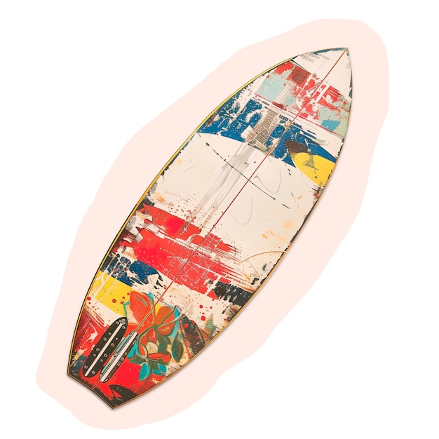 PSD immagine tagliata a colori della tavola da surf