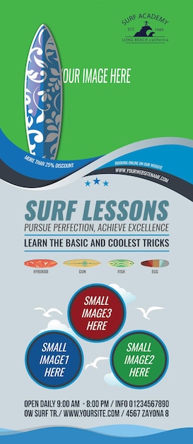 PSD modello di segnaletica per l'addestramento al surf