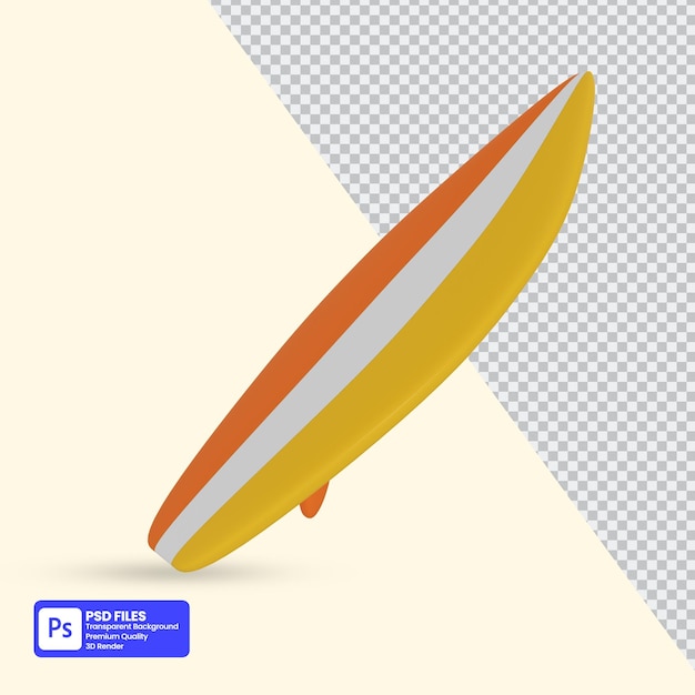 PSD surfboard 3d illustration on transparent background isolated premium psd