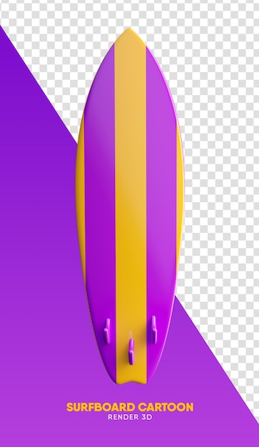 Surfboard cartoon 3d render isolated