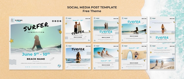 PSD surfer social media post template