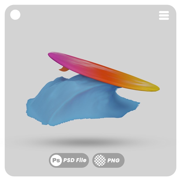 Surfing 3d illustration