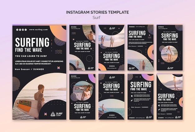 Lezioni di surf storie sui social media