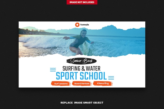 PSD banner per surf e sport acquatici newsfeed fb