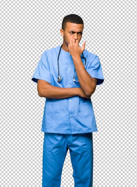 Surgeon doctor man having doubts