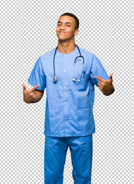 PSD surgeon doctor man proud and self-satisfied in love yourself concept