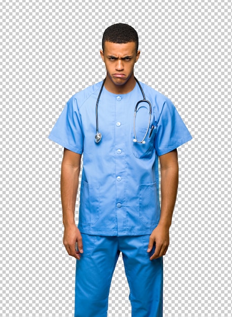 PSD surgeon doctor man with sad and depressed expression