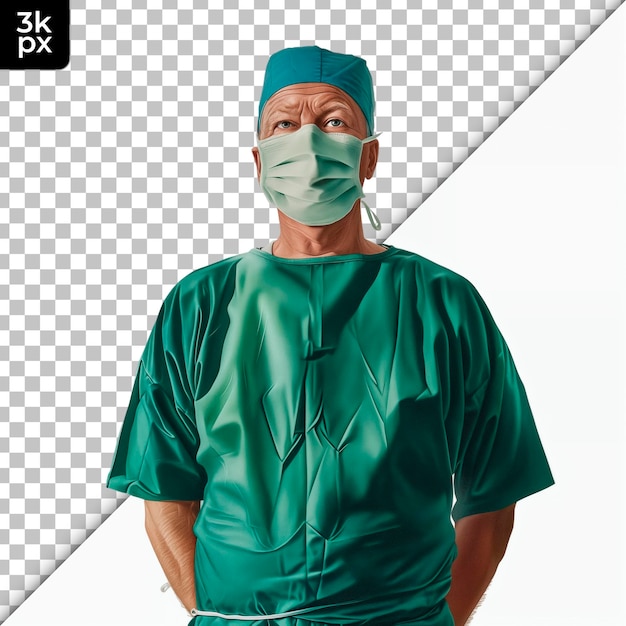 PSD Хирург изолирован на прозрачном фоне
