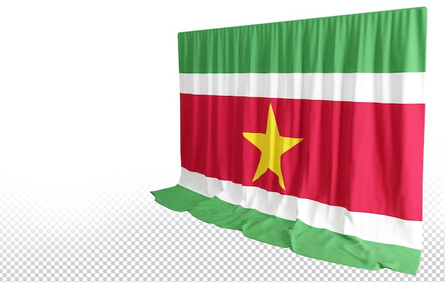 PSD surinaamse vlaggordijn in 3d-weergave genaamd vlag van suriname