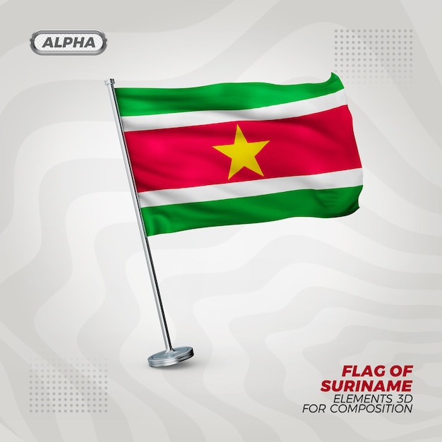 PSD suriname realistic 3d textured flag for composition