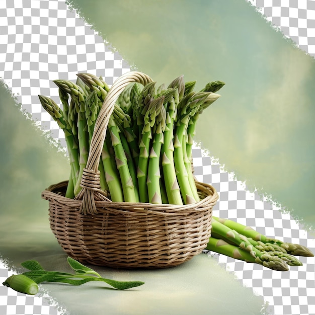 PSD surowe zielone szparagi idealne do zdrowej reklamy wegetariańskiej przezroczyste tło